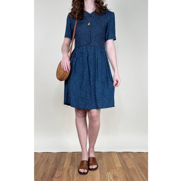 Vintage Vest Dress Mini Preppy Coastal Summer Casual Cottagecore Prairie 80s 90s - Picture 2 of 7